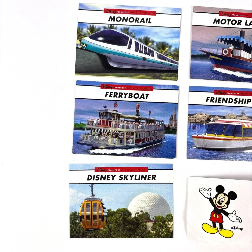 WDW 7 Transport Collection Cards Monorail Watercraft Skyliner 4 Timon Pumba Wild
